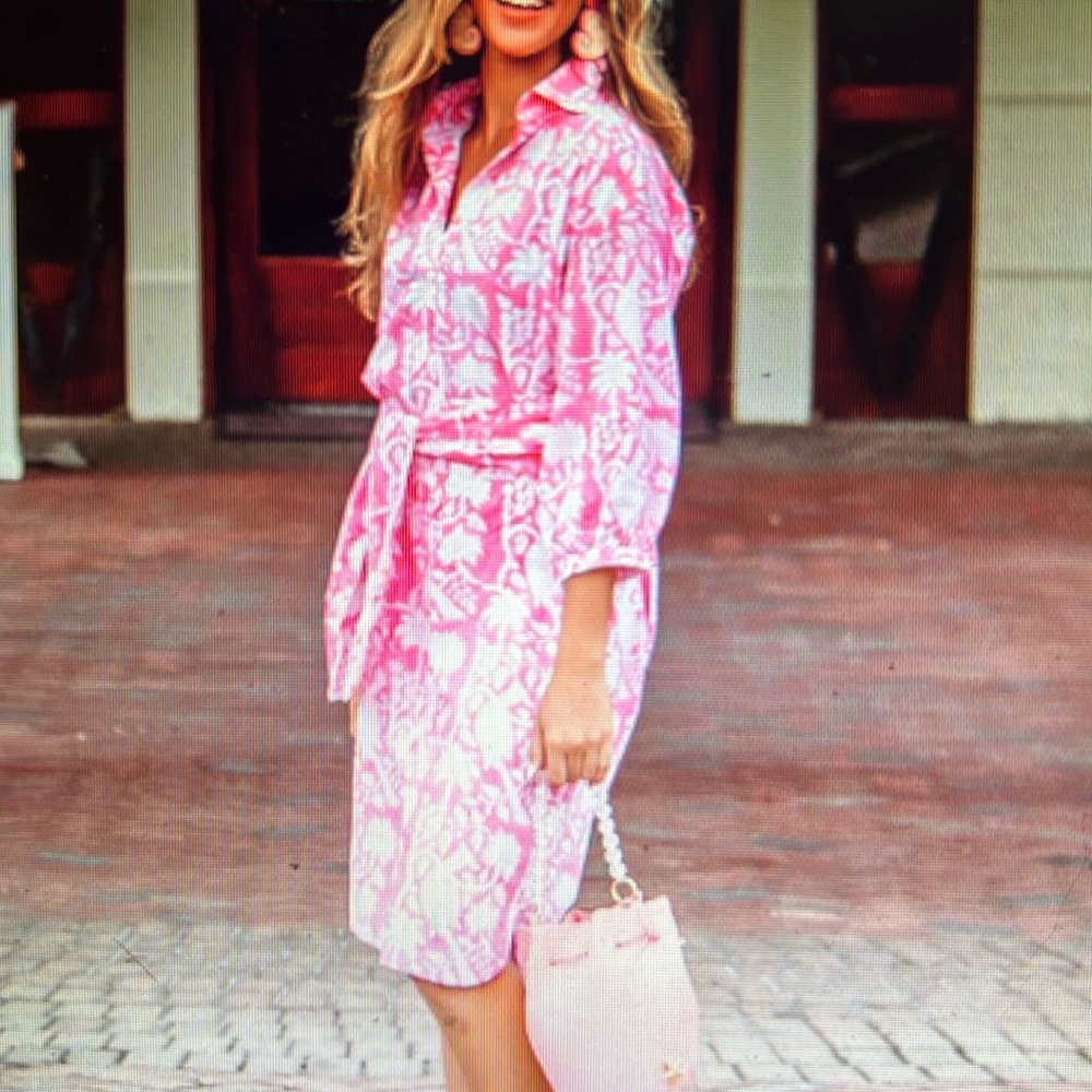 Holly Shae Haley midi shirt dress-tropical toile